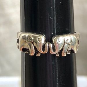 Sterling Silver Elephants Ring